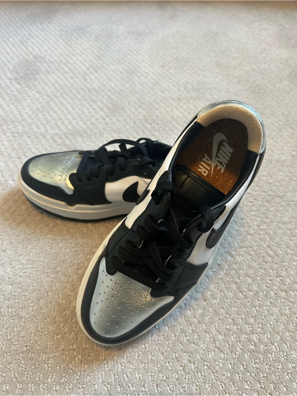 Nike Air Low-Top Sneakers in Black, White & Silver